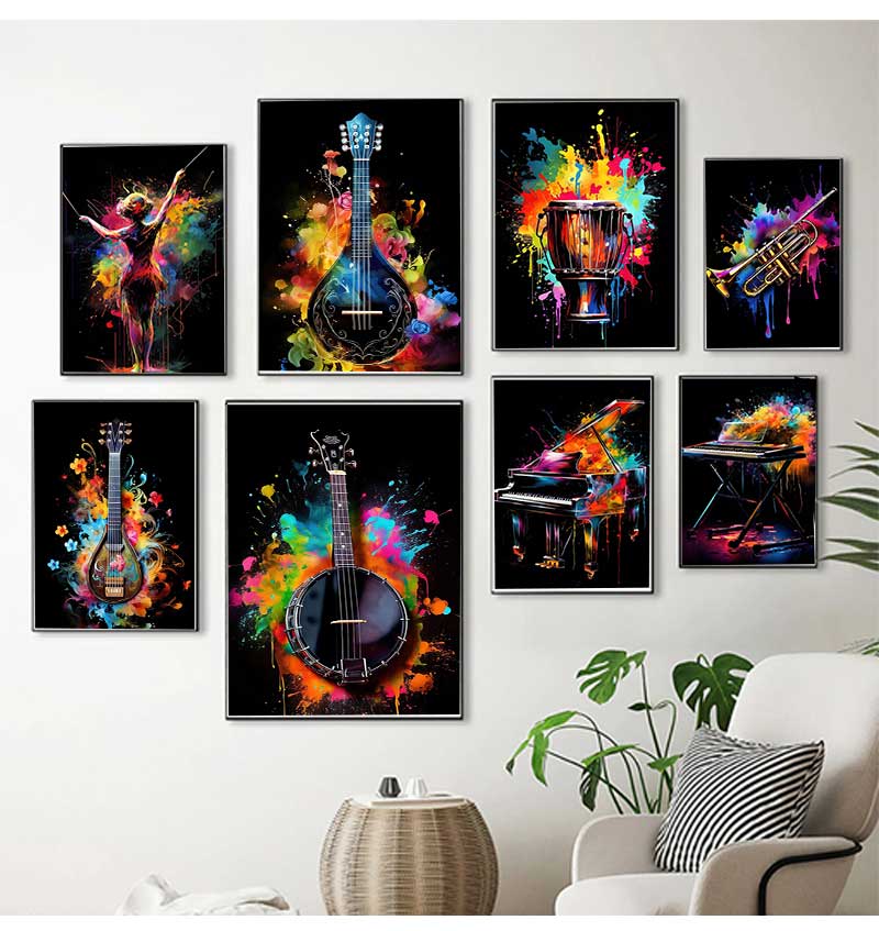 Musical Instrument Art - Classic Fashion Instruments Piano Guitar Music