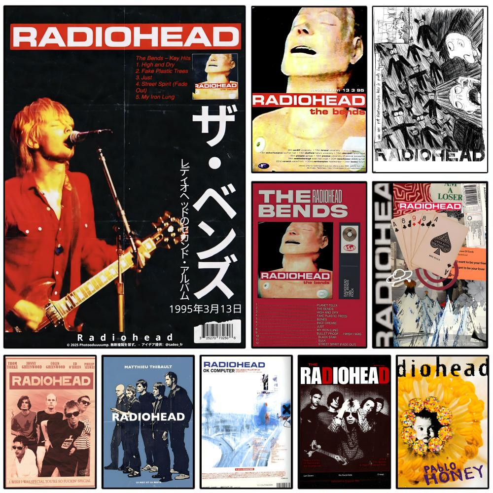 Musical Instrument Poster - Rock Band Characters Radiohead Classic Vintage