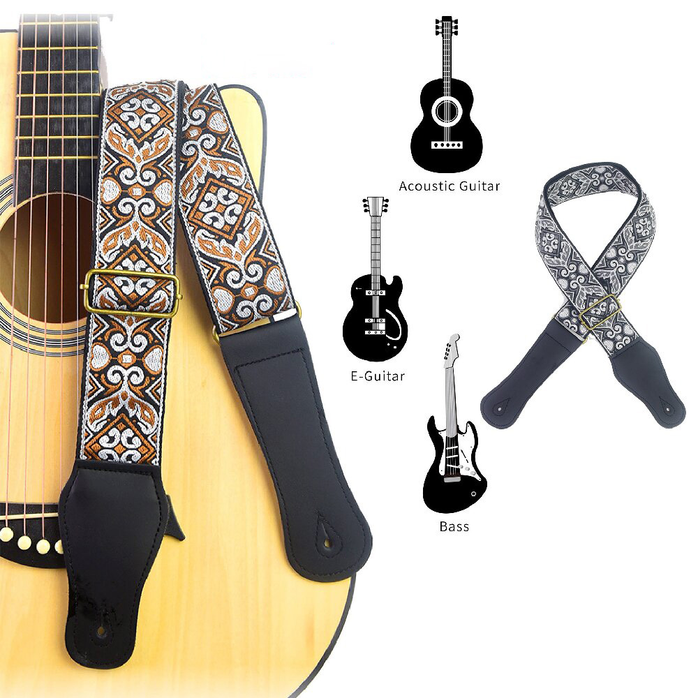 Guitar Strap Embroidered Print - Musical Instrument Art のレビューと価格