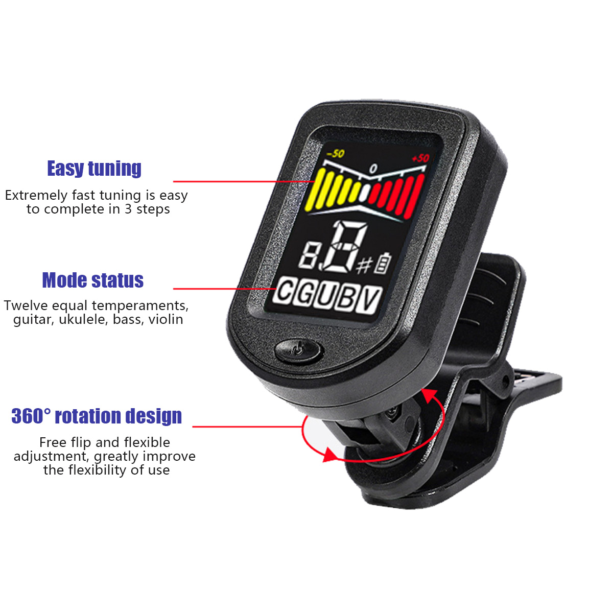 Clip-On Guitar Tuner with Regu - Musical Instrument Art のレビューと価格